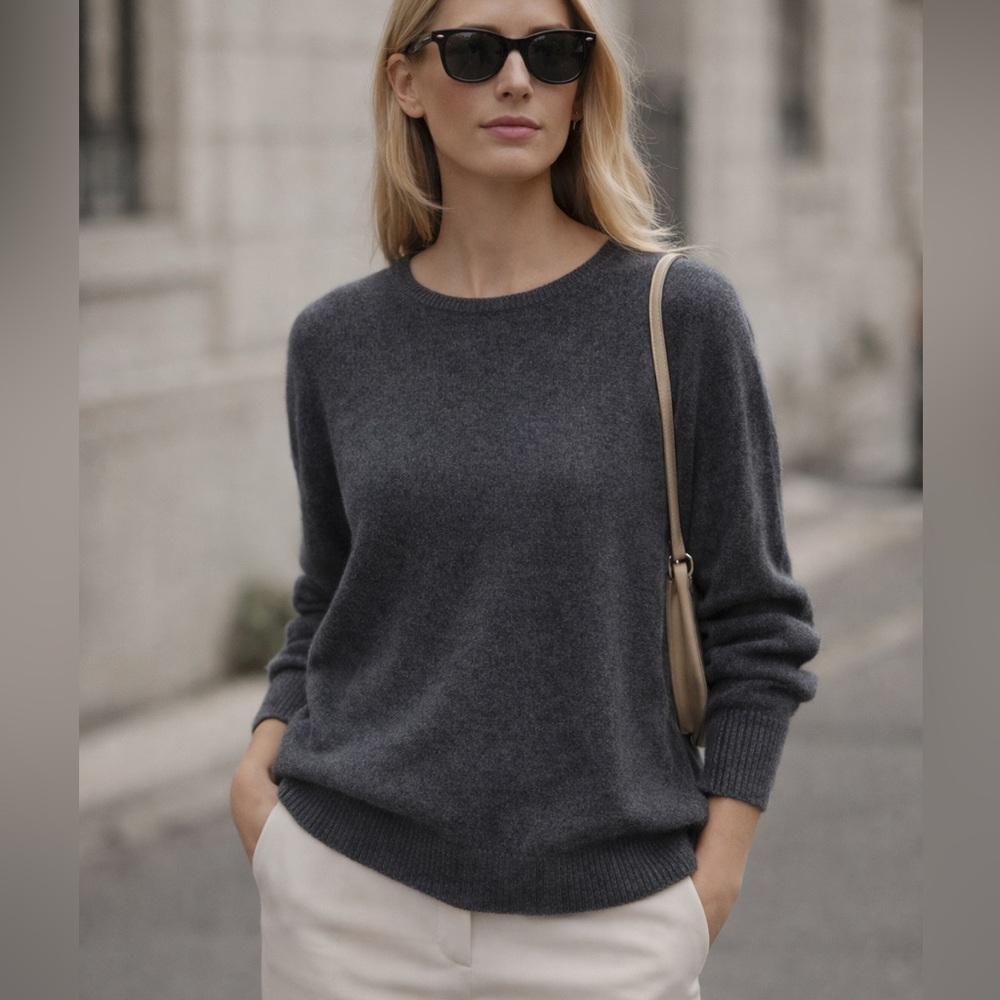 Quince Cashmere Sweater XL Gray 100% Mongolian Crewneck Minimal Quiet Luxury